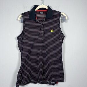 Masters Peter Millar Womens Sleeveless Golf Polo Top S Black Red White Spade AOP